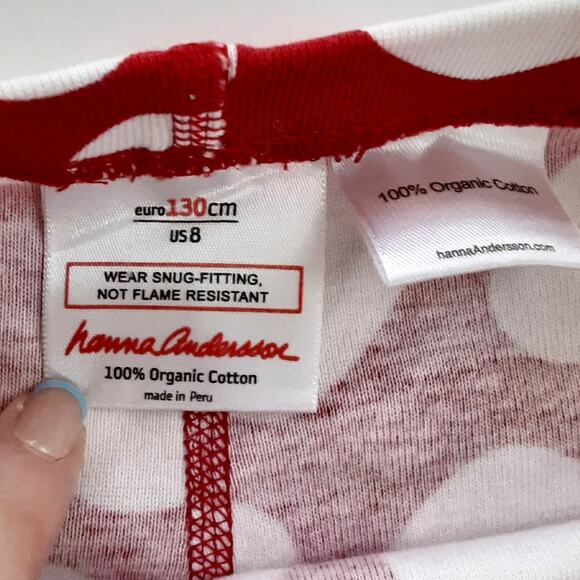 Hanna Andersson Crossover 2 Piece Pajama Set Hearts Red Girls 8 Long Sleeve - Picture 7 of 14